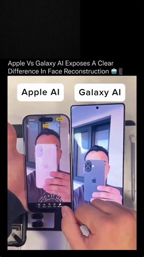 This side-by-side makes the gap between an iPhone and a Galaxy impossible to ignore.🧠⚠️ When both systems are asked to reconstruct a human face, Galaxy Al preserves facial structure, proportions, and realism, while Apple Al collapses under the same task. The difference isn't cosmetic, it's foundational. This comes down to computer vision models, training depth, and how each system understands facial geometry. Galaxy's approach maintains identity consistency even when key visual data is removed,