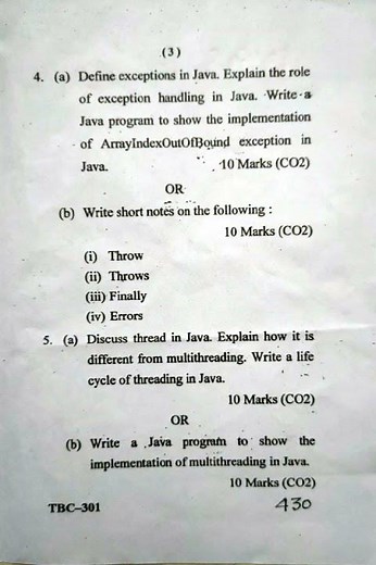 BCA 3rd sem- Java programming question paper 2021 | shorts |