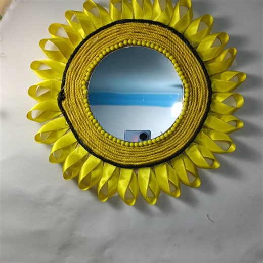 diy satin ribbon flower Wallhanging mirror frame craft #shorts #youtubeshorts