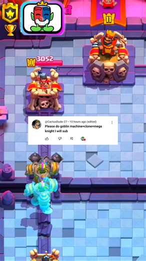 goblin machine + clone + megaknight #clashroyale