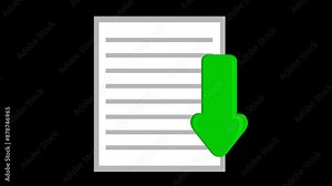 video animation icon downloading file computer digital, on a transparent background with alpha channel set to zero