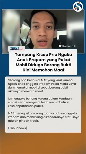 TAMPANG KICEP Pria Ngaku Anak Propam Pakai Mobil Barang Bukti, Kini Sampaikan Permintaan Maaf