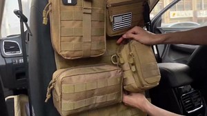 6 Pack Tactical Molle Car Seat Back Organizer - Tactical Vehicle Panel Organizer with 5 Detachable Molle Pouch,US Flag Patch and Keychain,Great Trunk Accessories for Man