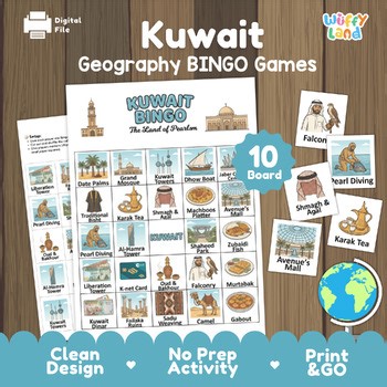 Kuwait Geography BINGO Game | Middle East Cultural Activity | Kuwait Study