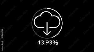 Cloud file download or transfer process with arrow icon animation. Circle with counting number animation of the white cloud computing download icon concept file.