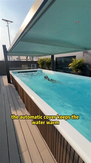 In the future, there's no need to dig a hole in your backyard to build a swimming pool.The Smart Pool sits right on the ground. Just connect water and electricity, press a button, and you can enjoy swimming. The automatic cover keeps the water warm and protects against dust, sunlight, and falling leaves. #swimspa #swimpool #hottub #spapool #sauna #heatedpool #infinitypool #smartpool #hottubs #finishedswimmingpool | Ocean Future