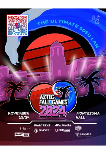 Aztec Fall Games is finally here and will be held Nov. 23-24 from 12-9pm in Montezuma Hall and online on Twitch!👾 Aztec Fall Games is SDSU’s LAN tournament and biggest event of the year! Join us for irl watch parties of our esports teams going against other schools in CA, artist alley, food, casual video games and table top games, trial of a new developed game by SDSU students, community events, giveaways, and gamers of all kind coming together!🎮 #gaming #sdsu #esports #aztecfallgames