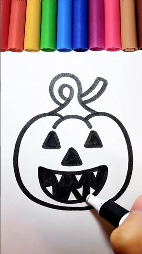 how to draw jack o lantern halloween pumpkin easy #shorts #drawing #jackolantern #halloween