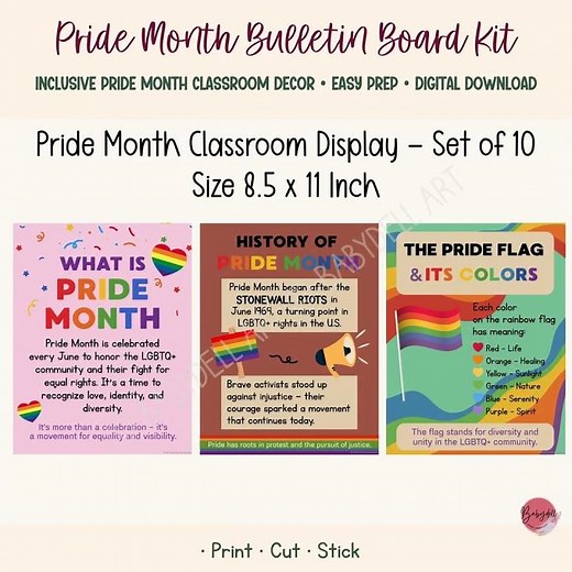DIY Pride Month Posters for Classroom Bulletin Board