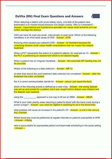 Davita Rn Final Exam Questions And Answers Updated Versionupdate video