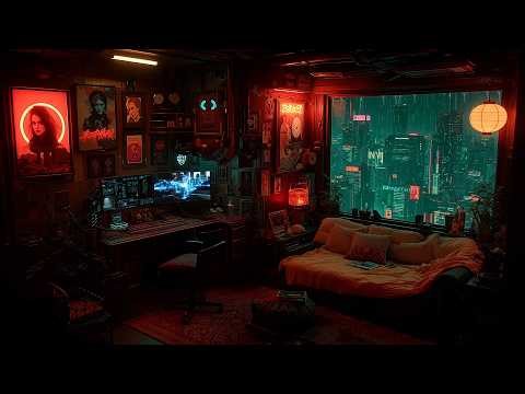 🎵 Calm Ambient Music for Overthinkers | Soft Rain in a Warm Cyberpunk Room