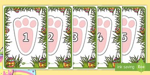 Easter Bunny Numbered Footprints 1 to 20 Display Cut-Outs