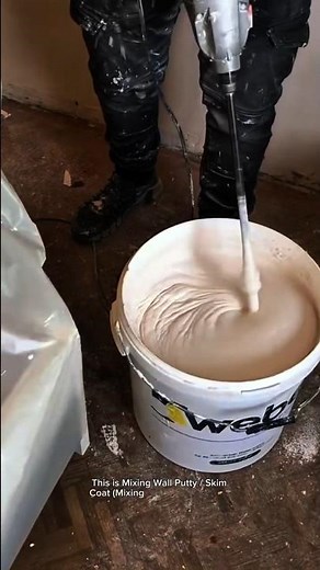Professional Wall Putty Mixing Process Using Drill Mixer | Construction Finishing Technique