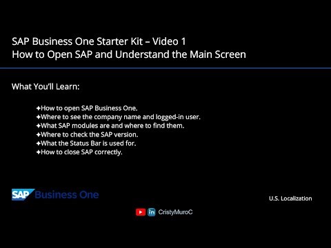 SAP Business One Starter Kit – Video #1: How to Open SAP and Understand the Main Screen