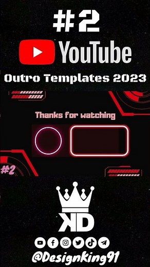 YouTube Outro Templates 2 For YouTube Channels 2023 No Text+ No Copyright + Free Download
