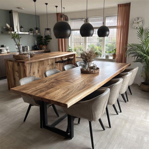 Handmade Live Edge Walnut Dining Table – Custom Farmhouse Kitchen Table - Etsy