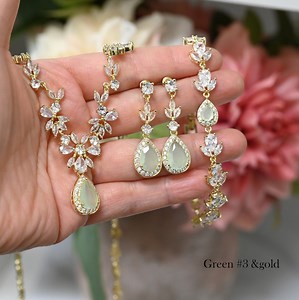 Light Green ,mint Green ,lime Green, Prom Jewelry Set, Bridal Earrings Necklace Bracelet,wedding Jewelry Set,bridesmaid Gifts Set Silver - Etsy