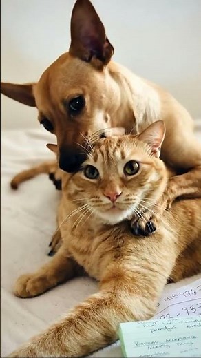 Dog and cats have a playful fight 🥰😂🐾 #dogandcat #playfight