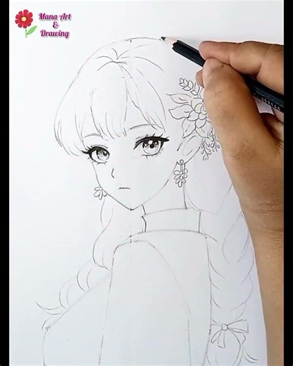 Braided Hair Anime Girl ✨ Pencil Drawing #animegirl #braidedhair #sketch