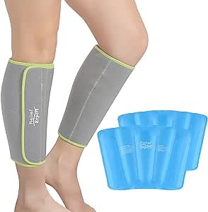 Relief Expert Shin Ice Packs for Leg Splints Pain Relief, Cold Compression Wrap Sleeve with Calf Splints Support - Anti-Slip Lining, Pack of 2