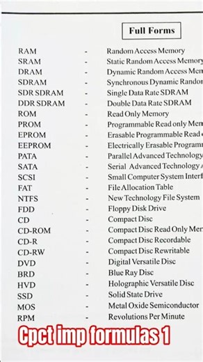 cpct important formula and important topic