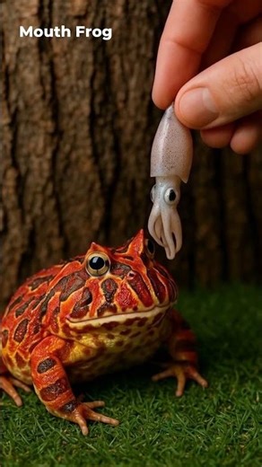 Cute Frog Eats Squid! #frog #funnyanimals #squid