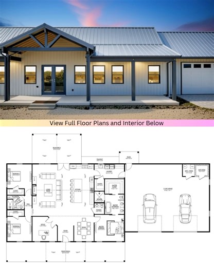 25K views · 33 reactions | The elegant solution to home building. Simple, strong, and stunning See plan here -> https://www.barndominiumlife.com/barndominium-plans/pl-64007/ | Barndominium Plans | Facebook