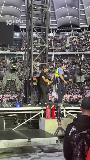 Two men were arrested after a dangerous stunt at the Metallica concert in Perth last night. The men climbed the central speaker tower at Optus Stadium during the performance. Video shows them being told to climb down before police arrested them at the base and escorted them out. The American heavy metal band performed a two-hour set for over 60,000 fans. The group now heads to Adelaide for the next stop of their Australian tour. | 10 News Perth