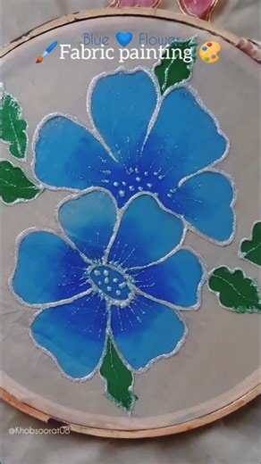 DIY Blue Flower Fabric Painting 🎨 | Seta Silk Tutorial#fabricpainting #setasilk