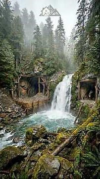 I Built a Secret Survival Shelter Behind a Waterfall 🌊 #diybuild #extreme