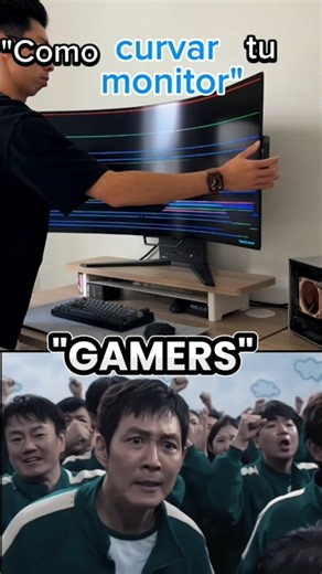 TRUCO SECRETO para un monitor curvo 💀 #pcgaming #setup #memes