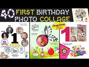 First Birthday Photo Collage 40PSD Template | Baby Birthday Customized Photo Frame PSD For Photoshop