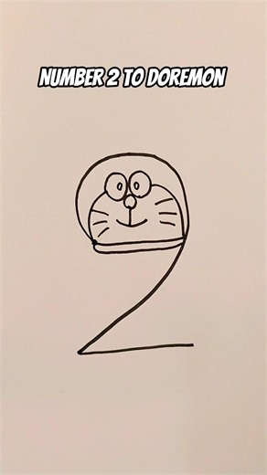 Number 2 to Doremon drawing easy #drawings #artandcraft #art #trending