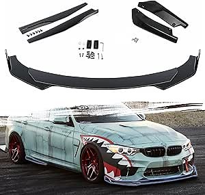 x xotic tech Front Bumper Lip Spoiler + Side Skirt Splitter + Rear Bumper Lip Wrap Splitter Canard,Compatible with BMW 3 Series E46 F30 F31 F34 G20 G21 (Black)
