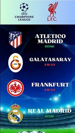 Liverpool Fixtures - Champions League 2025-26 - First Round Opponents - Uefa champions league