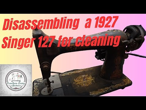 Taking apart a 1927 Singer 127 with motor and light for cleaning