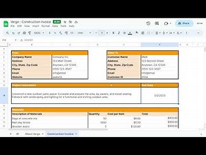 Vergo Construction Invoice Template in Google Sheets