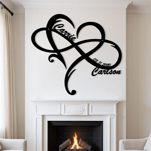 Personalized Infinity Heart Metal Sign, Custom Love Sign With Names, Metal Wall Art, Wedding Gift for Couple, Heart Wall Hanging,anniversary - Etsy