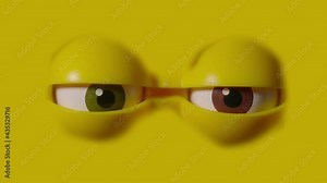 Cartoon eyes squint and look suspicious and then open wide loop able, 2 clips