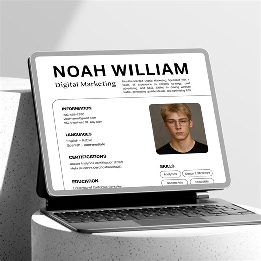 Digital Marketing Resume Template - Etsy
