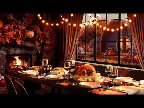 Cozy Thanksgiving Ambience - Cozy Autumn Fireplace Sounds 8h - Relaxing Autumn Ambience