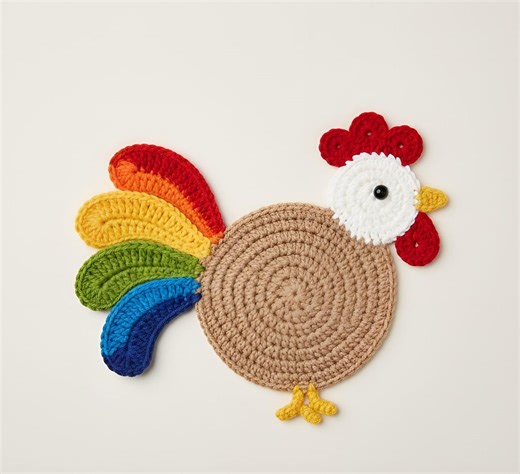 Crochet Rooster Applique Pattern, Farm Animal Motif (PDF Download) - Etsy