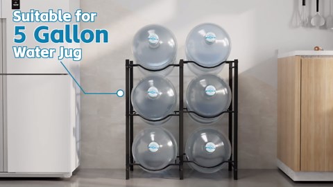 Mocomax 5 Gallon Water Jug Rack - Detachable Holder for 9 Bottles, 3 Tier Heavy Duty Cooler Rack, Organizer for Kitchen, Office, Living Room, Black