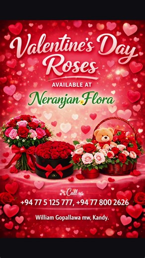 මේ පාරත් Valentine’s Day එකට ඔබේ ආදරවන්තයා,ආදරවන්තිය surprise කරන්න. CALL US Hotline : 077 5 125 777. Office : 0817200388 / 077 800 26 26 www.neranjanflora.lk Tiktok - Neranjanflora Instagram - Neranjan_flora Neranjan Flora / spring.lk Youtube :https://youtube.com/c/NeranjanFlora. #valentine #love #valentines #valentineday #happyvalentinesday
