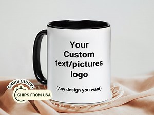 Custom Photo Logo Mug: Personalized Ceramic Coffee Cup, Gift - Etsy