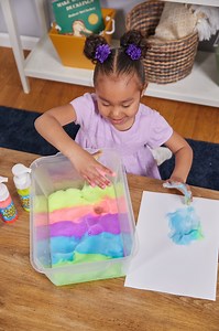 Combine art 🎨 and sensory play 🤏 with Foam Sensory Paint in five fun colors! 🌈 Little artists just pump out paint and use their fingers to make masterpieces, all while feeling the fun foamy texture and exploring color mixing. Best of all, the paint is super-easy to wash off. 🙌 Get your hands on the Foam Sensory Paint: https://bit.ly/42Rn6xP. | Lakeshore Learning