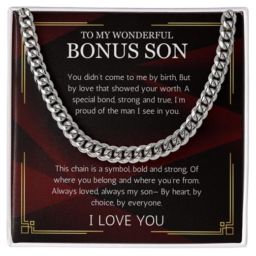 Bonus Son Gift, Birthday Gift for Bonus Son, Cuban Chain Stepson Birthday Gift, Graduation, Christmas Gift, Stepchild Gift, Step Kid Gift - Etsy