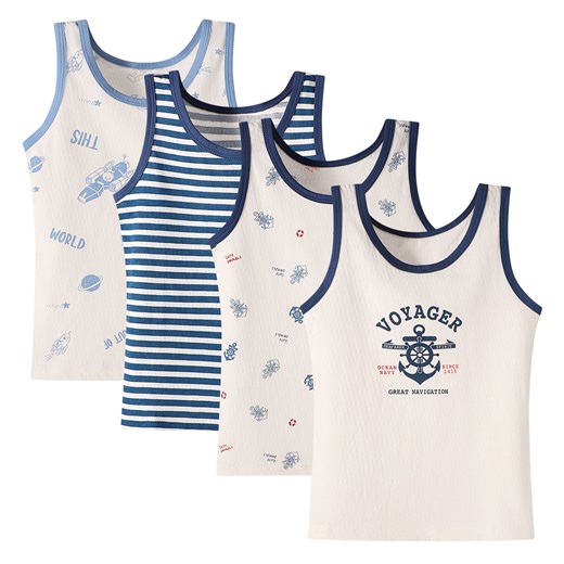 Hbhpov Little Boys Cotton Tank Tops, Sleeveless Cartoon Kids Undershirt, 4-Pack, Sizes 2-10