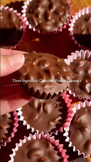 Three Ingredient Chocolate Peanut Clusters! Recipe in the comments #chocolate #peanuts #easyrecipe