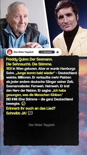 Freddy Quinn: Junge komm bald wieder – Deutschland weinte 😢